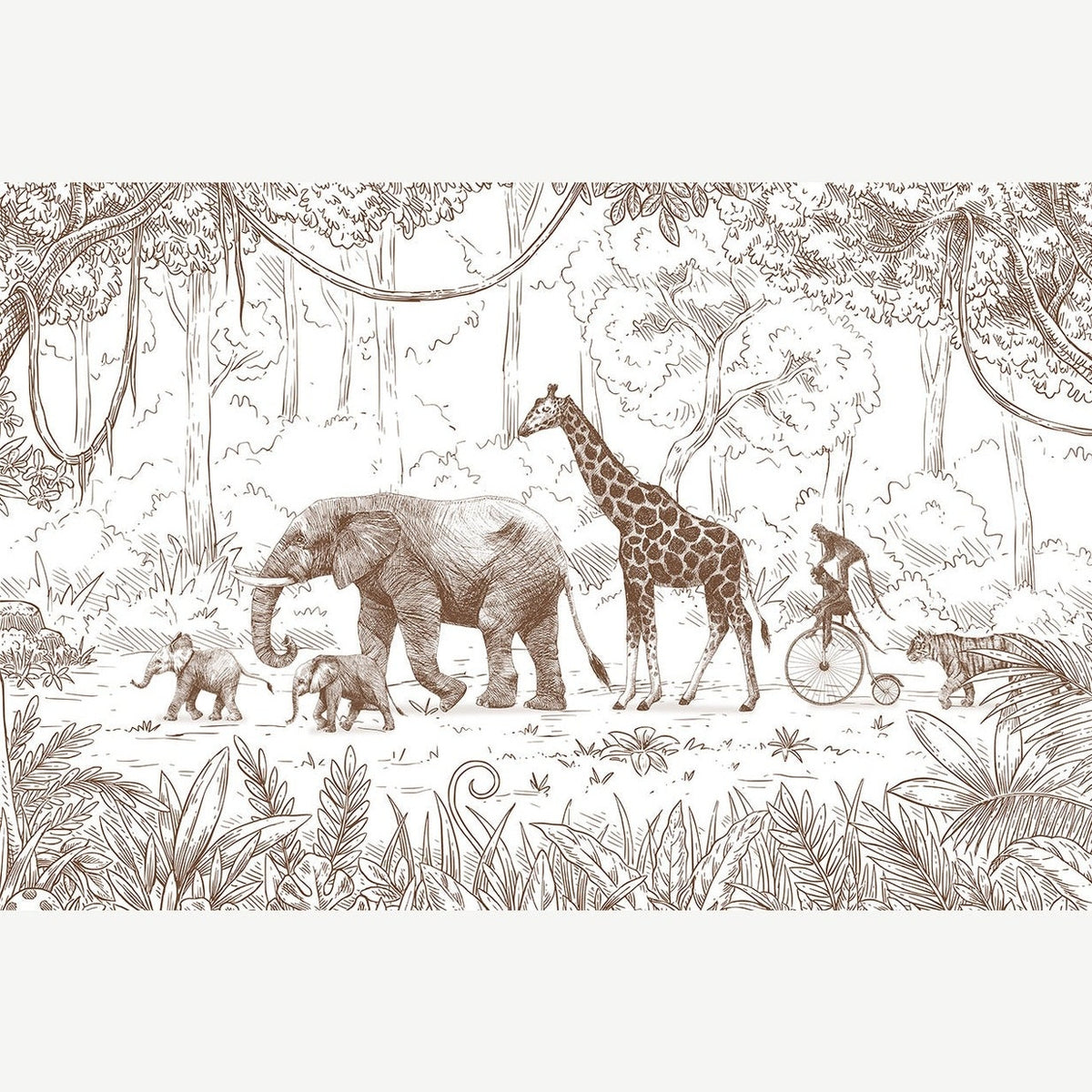 Sir Edward Fotobehang - Animal Parade Brown - Peel & Stick