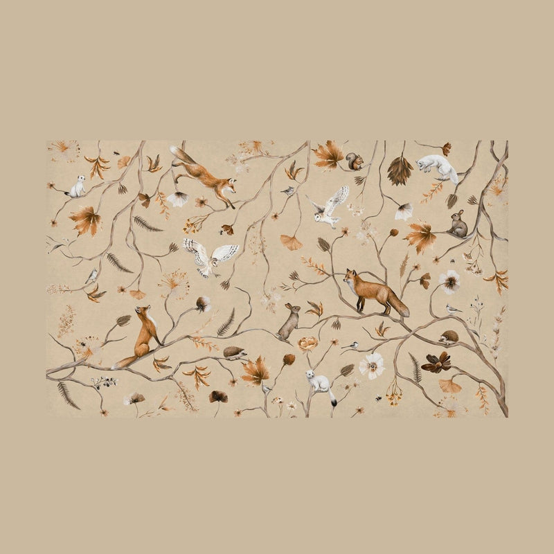 Sir Edward Fotobehang - Playful Forest Beige - Peel & Stick
