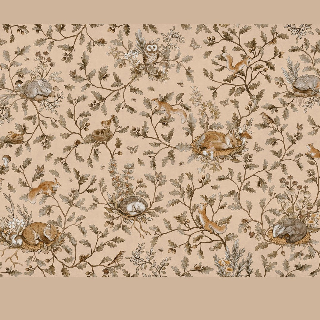 Sir Edward Fotobehang - Playful Woods Vintage Beige - Peel & Stick