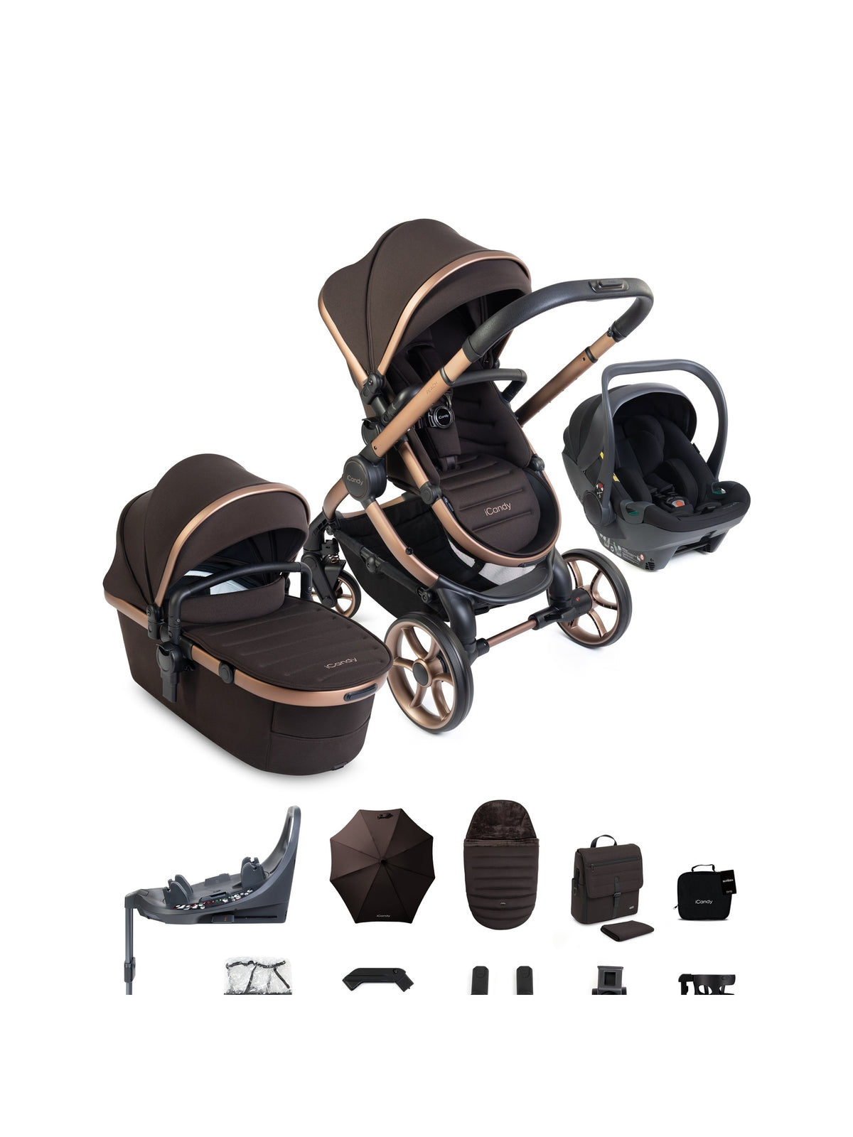 iCandy Peach 8 3-in-1 Kinderwagen - Complete Travel Bundel - Black/Pecan