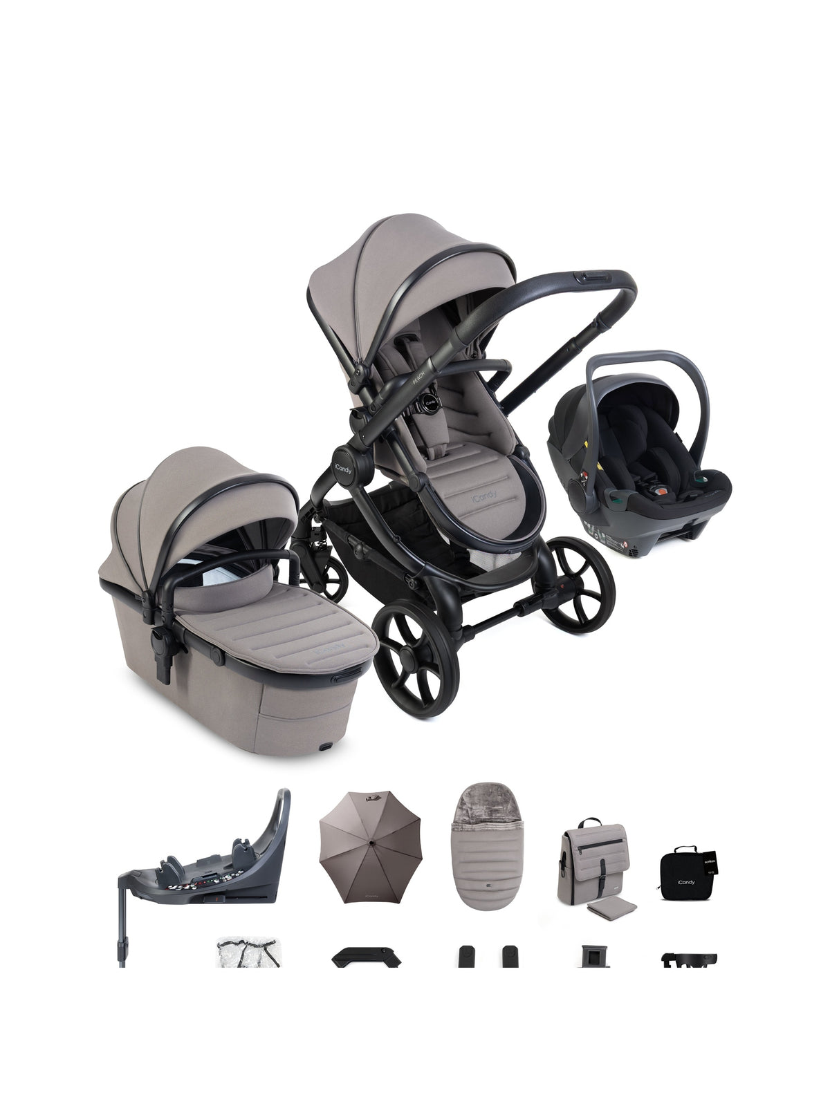 iCandy Peach 8 3-in-1 Kinderwagen - Complete Travel Bundel - Black/Porcini