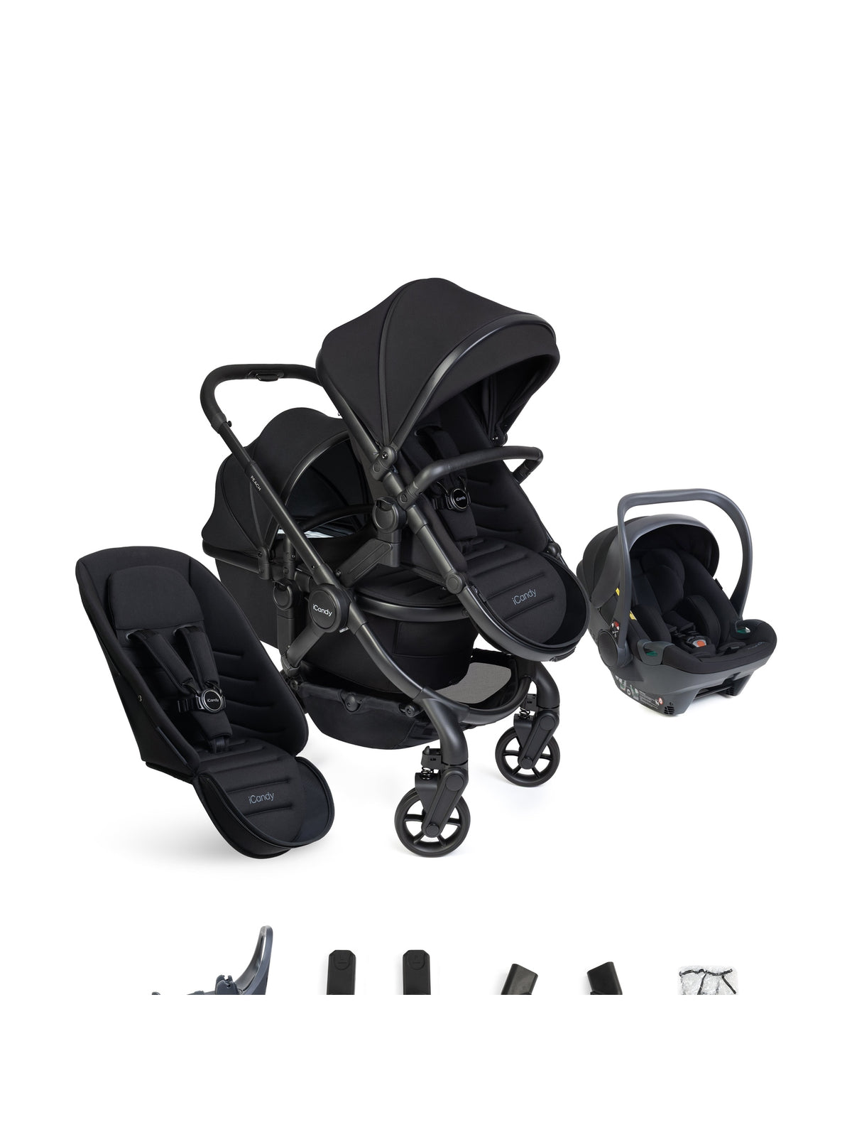 iCandy Peach 8 Double Kinderwagen 3-in-1 - Complete Travel Bundel - Black/Black